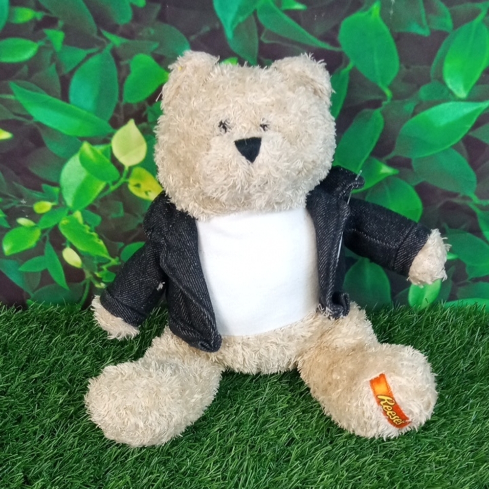 🥨 🛝 Reese's Plush Teddy Bear with Denim Jacket